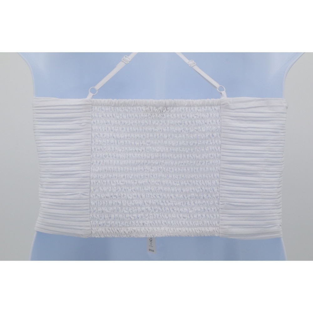 NWT Madewell Womens Poplin Crop Tube Top Pleated White Smocked Cotton Size 10 - Picture 6 of 10